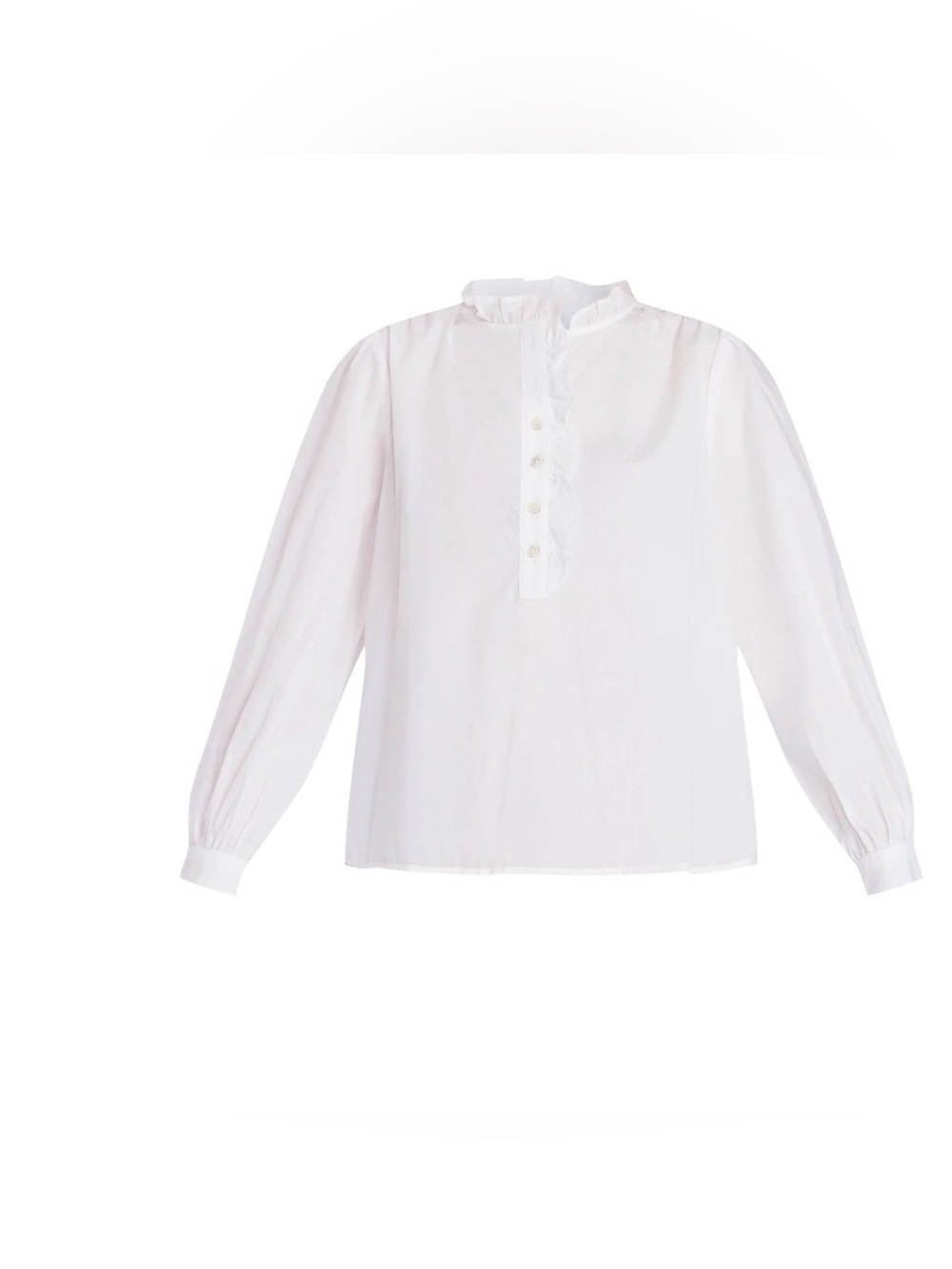 Time and Tru Long Sleeve Ruffle Neck Button Down Top